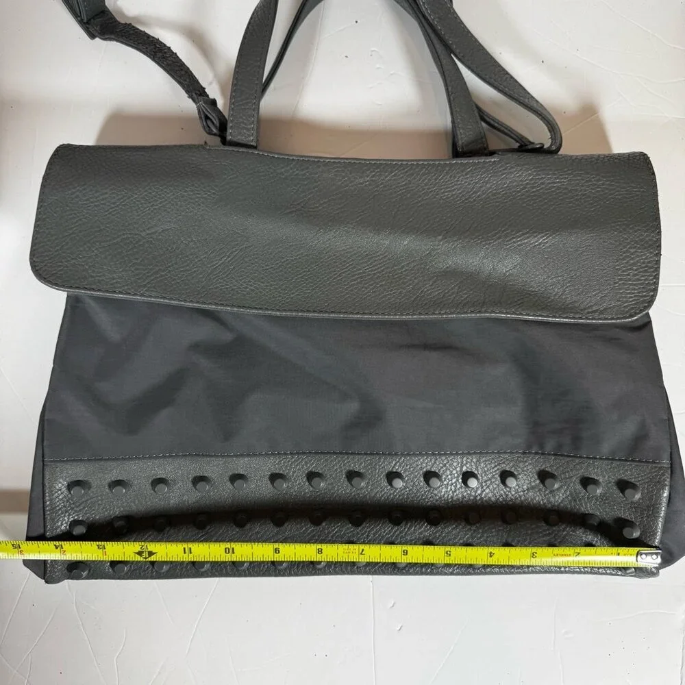 Kwani Tote Bag Gray Studded Nylon Leather Neutral Laptop Korea Adjustable Modern